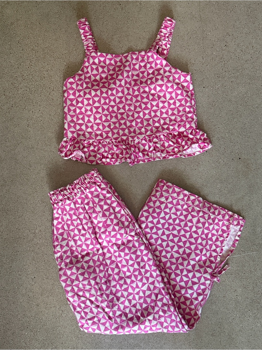 Zara Girls Pink Geometric Tank Top & Pants Set